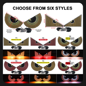 USD LED Devil Eyes Light Car Parabrisas trasero Triángulo decorativo Forma semicircular Devil's Eyes Luces para camiones - Product Image 4
