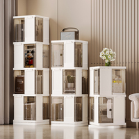 Étagère à livres moderne pour salon, pliable, rotative, à 2 niveaux, anti-poussière, en plastique