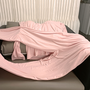 Pijama clásico de manga larga modal de poliéster para mujer, pijama informal de dos piezas para el hogar para primavera y otoño, venta al por mayor - Product Image 6