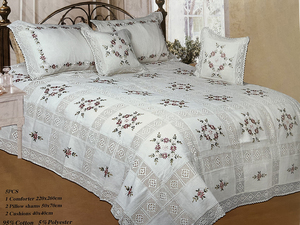 Juego de Ropa de Cama Bordada a Mano con Cinta, 5 Piezas, Tamaño King y Queen, Colcha, Cubrecama, Patchwork, Encaje, Hueco, Sábanas para el Hogar - Product Image 6