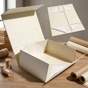 Caja de Cartón Plegable Ecológica y Reciclable, Color Rosa y Blanco, con Forma de Libro, Cierre Magnético y Asa para Empaque de Regalos - Product Image 1