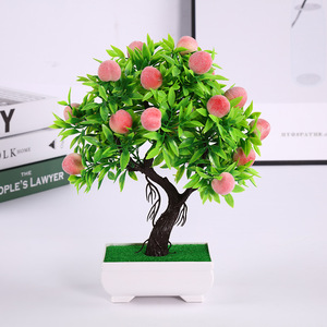 Bonsaïs artificiels Paulon, mini plantes en pot, décorations d'intérieur en plastique, oranges, pêches, poivrons, grenades, aubépines - Product Image 2