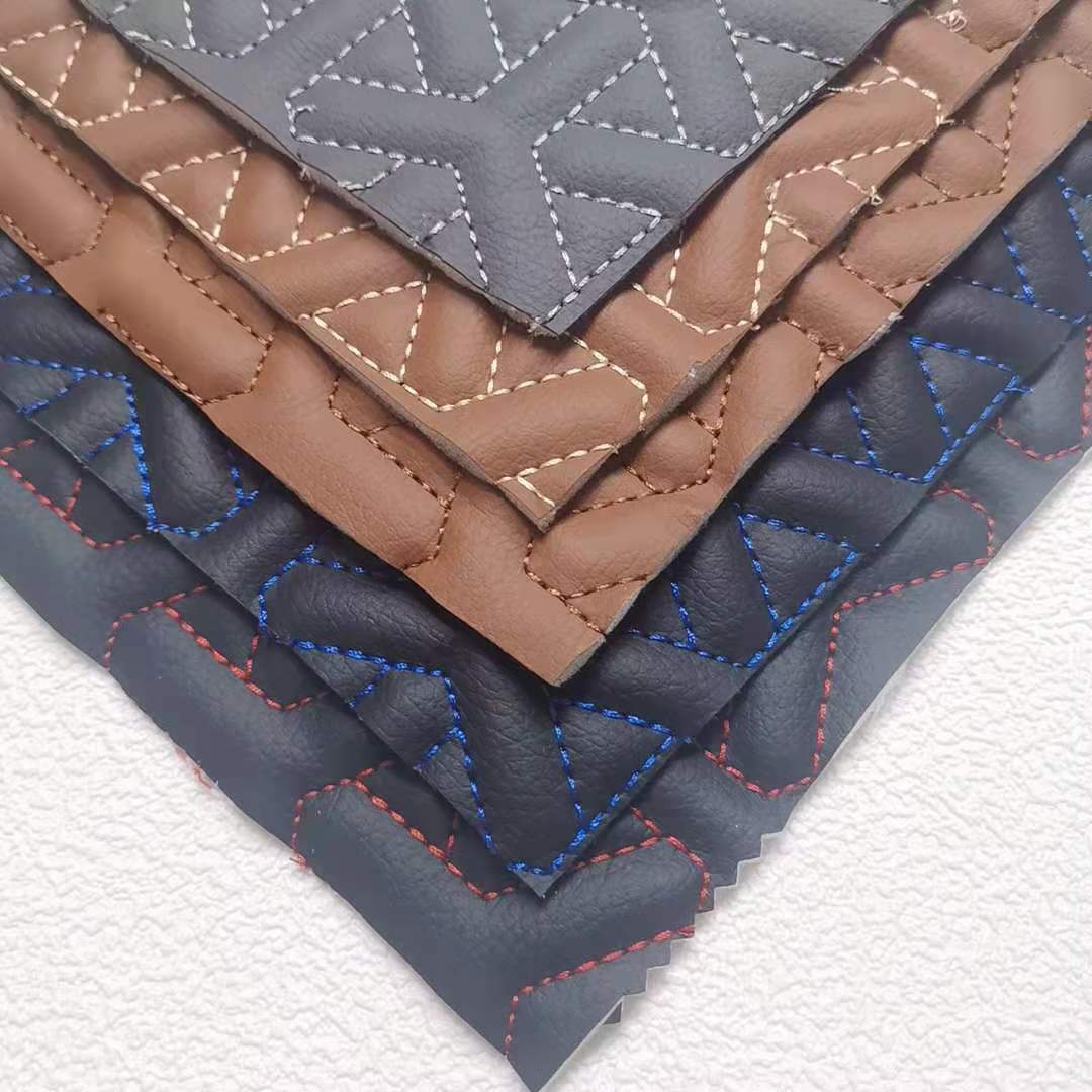 Brand New Designed Embroidery PVC Synthetic Leather Fabrics Car Seat Cover Leather