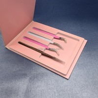 4 pièces pince à épiler emballage blush rose boîte de forme personnalisée outils de fabrication de cils et ongles boîte d'emballage