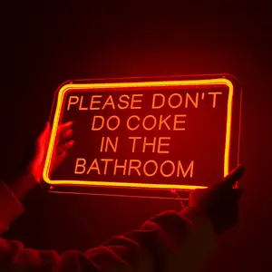 Please Don't Do Coke In The Bathroom Red LED Neon Sign USB Home Bedroom Bathroom Game Room Bar Store
