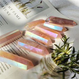 Vente en gros de <span class=keywords><strong>minéraux</strong></span> <span class=keywords><strong>et</strong></span> de <span class=keywords><strong>cristaux</strong></span> de guérison spirituelle de qualité supérieure Tour terminée Natur Angel Aura Quartz rose à double point pour Reiki - Product Image 1
