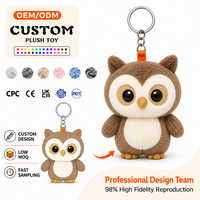 Porte-clés en peluche personnalisé en gros, motif animal de dessin animé, rembourrage en coton PP, jouet en peluche design animaux en peluche