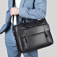 Sacoche de direction personnalisée en cuir véritable Fermeture à glissière rectangulaire pour hommes d'affaires Sacoche pour ordinateur portable Mallette de luxe