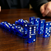 Jeu de dominos en acrylique de qualité supérieure imprimé UV, tuiles bleues transparentes noires mates, jeu de société moderne pour les soirées en famille, les fêtes, les enfants et les adultes