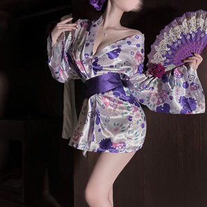 Lingerie <span class=keywords><strong>sexy</strong></span>, style japonais, sans bretelles, avec nœud papillon à la taille, kimono, robe de nuit <span class=keywords><strong>Geisha</strong></span>, motif floral, pour la nuit de noces - Product Image 3