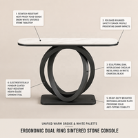 Table console demi-ronde en pierre frittée de luxe italienne, table d'appoint de style chinois avec structure en fer pour entrée