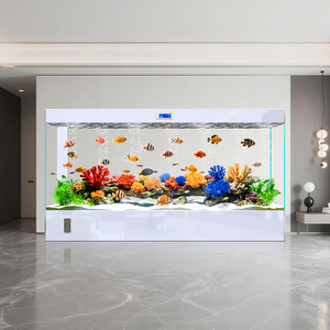 Aquário Vertical Integrado de Grande Tela para Sala de Estar com Luz LED e Função de Aquecimento para Peixes Tropicais de Água Doce (Sem Água) - Product Image 4