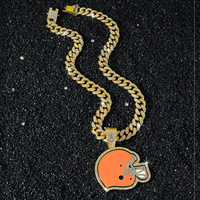 Nouvelle Chaîne Homme en Alliage Entièrement Ornée de Strass, Style Hip-Hop Personnalisé, Thème Casque d'Équipe de Football, pour l'Europe et les États-Unis