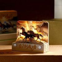 Calendrier de bureau lumineux 3D en papier découpé sur mesure, thème Cheval 2026, cadeau créatif artistique, souvenir d'entreprise