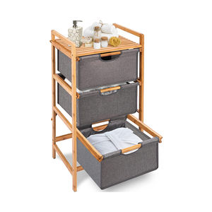 Panier de rangement de salle de bain en bambou indépendant à 3 sections, tiroir à <span class=keywords><strong>linge</strong></span>, <span class=keywords><strong>armoire</strong></span> à serviettes, panier de <span class=keywords><strong>tri</strong></span> - Product Image 1