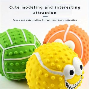Nuevo Juguete para Mascotas 2025, Pelota de Látex con Sonido y Diseño de Perro Sonriente para Masticar y Entretenimiento, Limpia los Dientes - Product Image 5