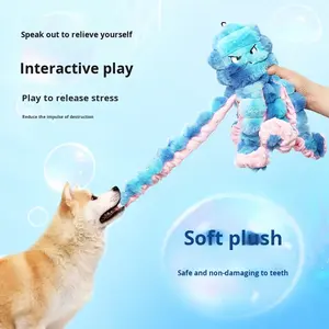 Giocattolo per Cani a Forma di Polpo Cartoon, Peluche Squeaky Ecologico, Interattivo per Esercizio e Tira e Molla, Aroma di Pesce e Frutti di Mare per Cani Medi/Grandi - Product Image 1