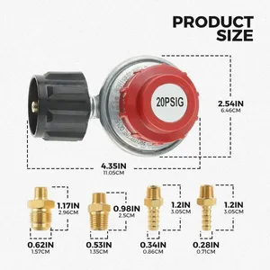 1 Kit de Válvula Reguladora de Propano de Alta Presión Ajustable QCC1 de 0-20 PSI para Tanque de GLP, Conexión de Latón con Barbilla para Manguera de 5/16" y 1/4", 1/4" NPT - Product Image 5