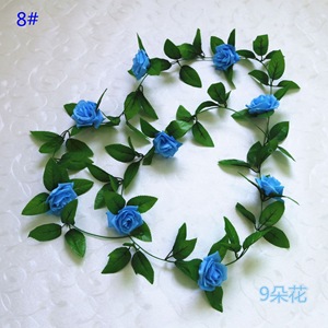 Guirlandes de roses artificielles Li Rui, 9 fleurs, en PVC et soie, pour décoration de mariage et de la maison - Product Image 1