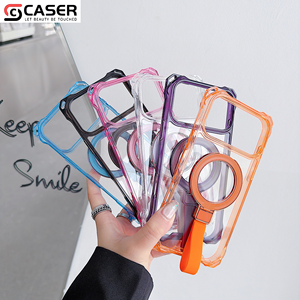 투명 네 모서리 충격 방지 자석 360도 회전 스탠드 & 스트라이프 하드 백 TPU 테두리 폰케이스 아이폰 17 16 15용 - Product Image 2