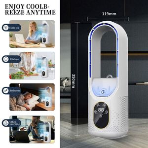High-Speed Bladeless Fan, 7.9m/s Wind Desktop Air Cooler, Rechargeable Humidifying Fan with LED Display for Office - Product Image 5