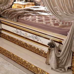 Letto a Baldacchino <span class=keywords><strong>in</strong></span> <span class=keywords><strong>Legno</strong></span> <span class=keywords><strong>Massello</strong></span> Personalizzabile con Set di Tessuti, Stile Europeo di Lusso Francese per Casa e Villa - Product Image 3