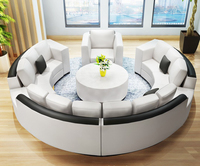 Canapé Chesterfield incurvé en cuir véritable, design minimaliste, ensemble pour appartement, hôtel, salon