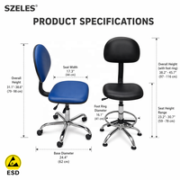 ESD chaise de salle blanche antistatique réglable en cuir PU avec repose-pieds mobilier Commercial de laboratoire