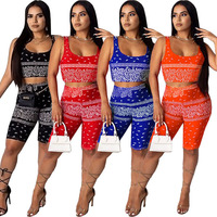 Bộ Trang Phục 2 Mảnh Thời Trang Mùa Hè Cho Nữ, Áo Crop Top In Họa Tiết, Bộ Đồ 2 Mảnh