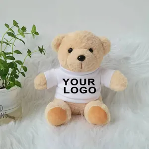Company Gifts Graduation Bears Sublimation Printing Logo Stuffed Animals Cute Plush Small Custom Logo Teddy Bears With Shirts