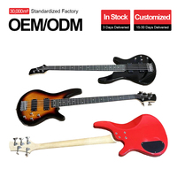 Guitare basse électrique 5 cordes OEM de haute qualité, manche en érable, basse noire, instrument de performance rock professionnel