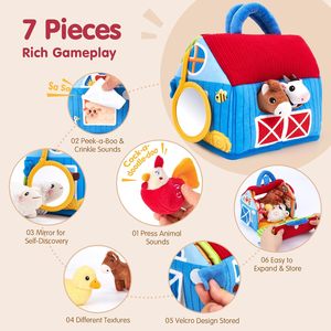 Giocattolo Sensoriale Montessori con <span class=keywords><strong>Animali</strong></span> <span class=keywords><strong>della</strong></span> <span class=keywords><strong>Fattoria</strong></span> in Peluche Corto, Suoni Reali, Regalo Unisex per Bambini 6-12 Mesi - Product Image 3