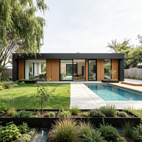 Maison préfabriquée modulaire moderne, structure en acier, villa préfabriquée, grande fenêtre en verre, maison pour usage résidentiel