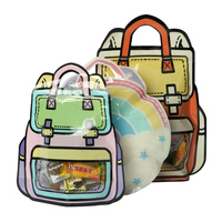 Sacs-cadeaux de dessin animé avec poignée cartable en plastique debout bonbons cookie sacs zip-lock pour la fête d'anniversaire des enfants
