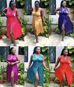 Sfy-y5097 Camisón de Verano para Mujer, Talla Grande, Cintura Elástica, Sin Mangas, con Encaje, Diseño Largo y Brillante con Abertura, Estilo Africano - Product Image 3