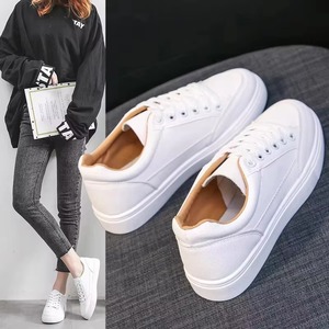 Baskets basses décontractées pour femmes, en PU respirant blanc, à plateforme, pour la marche, mode printemps-automne - Product Image 3