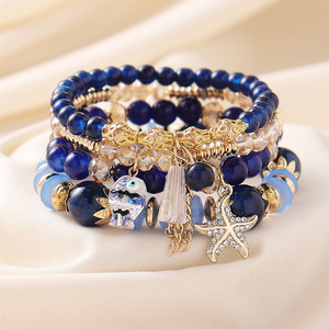 Bracelet bohème multicouche perlé avec breloques étoile de mer et poisson pour femme, accessoire de mode pour la plage et les vacances - Product Image 3