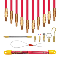 33cm fibre de verre poisson bande fil tige pousser tige tirer câble extracteur fil poignée extracteur fibre de verre câble fil course tirer pousser Kit rouge