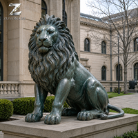 Grande statue de lion en bronze sur mesure, sculpture animale, patine antique, pour entrée de manoir, jardin, parc, décoration extérieure, art décoratif