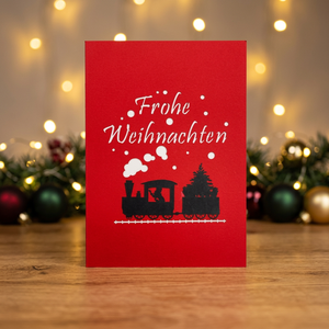 Tarjeta Pop-up 3D de Tren Navideño, Hecha a Mano, con Diseño de Hanoi, Corte Láser, Regalos de Navidad, Diseño Personalizado, Superventas - Product Image 1