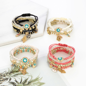 Avrupa ve amerikan popüler bohem tarzı bayanlar 2021 lüks takı el yapımı özel toptan nazar boncuklu bilezik - Product Image 6