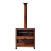 Chimenea Exterior de Acero Corten de Alta Calidad con Estructura KD, Chimenea de Leña con Almacenamiento de Troncos