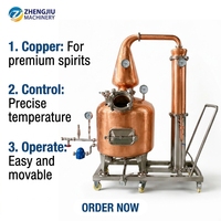 Alambic compact en cuivre ZJ 250L pour la distillation de matériaux fermentés solides et liquides destinés aux spiritueux