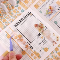 Ruban décoratif DIY pour carnet de notes, série Sakura Cartoon Falling, estampage à chaud et ruban adhésif, 12 volumes, 2m