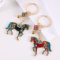 Porte-clés de style chinois pour le Nouvel An, pendentif de sac pour couple et meilleur ami, pendentif cheval en alliage double face