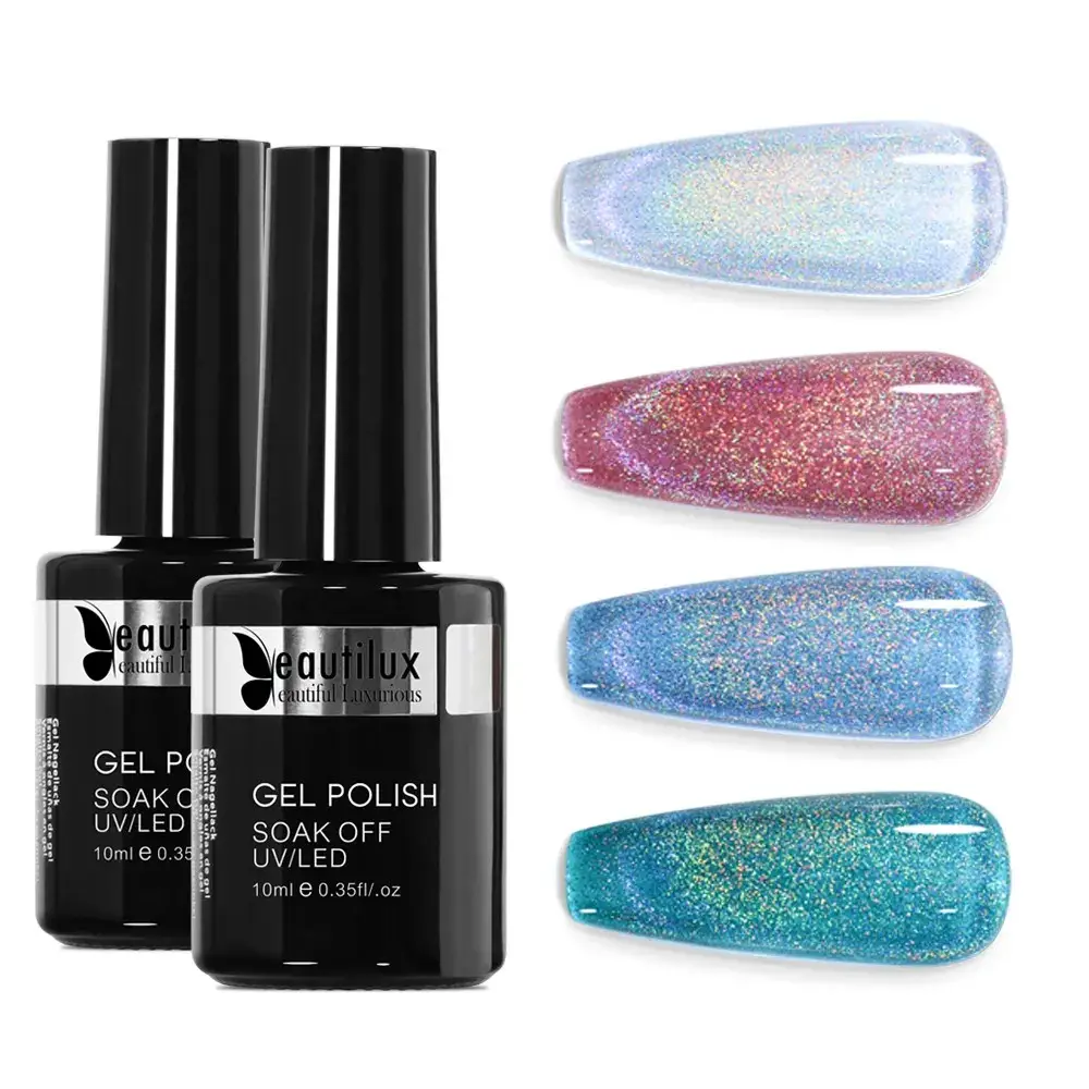 Beautilux Cat Eye Gel Polish Nouveau Réfléchissant Glitter arc-en-ciel Holographique Laser Gel Cat Eye pour Nail Art