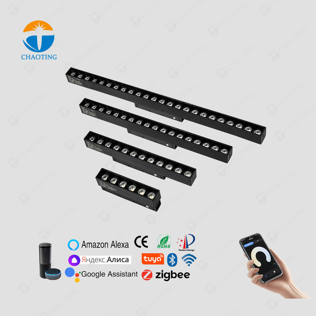 48V 20Mm Smart Tuya Wifi Cct 3000K 4000K 6000K Dimmable Led Track Lighting System Cob Linear Led Magnetic Track Grille Lights