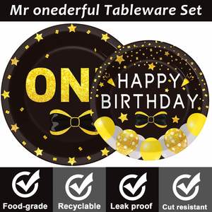 Factory Direct OEM 196-Piece Modern Style 1st Birthday Party Decorations Kit Includes Plates Napkins Cups Banner <b>Balloons</b> - Product Image 5