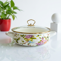Marmite Luhong Ruyi grande capacité, classique, en fonte émaillée, avec couvercle en verre, revêtement antiadhésif, logo personnalisé, compatible gaz et induction