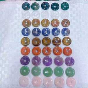 Donuts en pierre gemme de 3 cm, Donuts en quartz rose, Donuts en pierre naturelle, Donuts en cristal d'améthyste, Pendentifs de guérison Reiki, Donuts en cristal - Product Image 1
